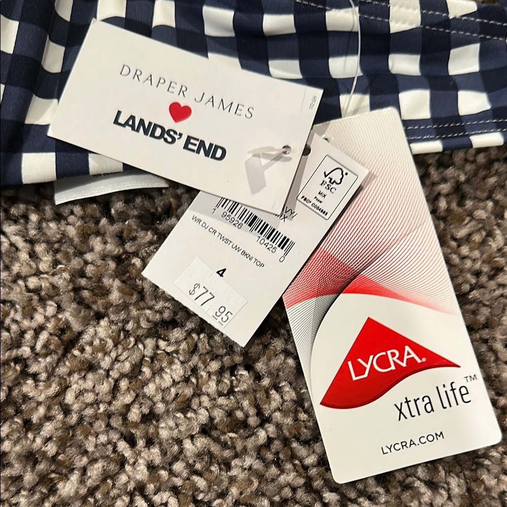 Lands’ End Draper James Gingham Bikini Top sz4 - Picture 2 of 4